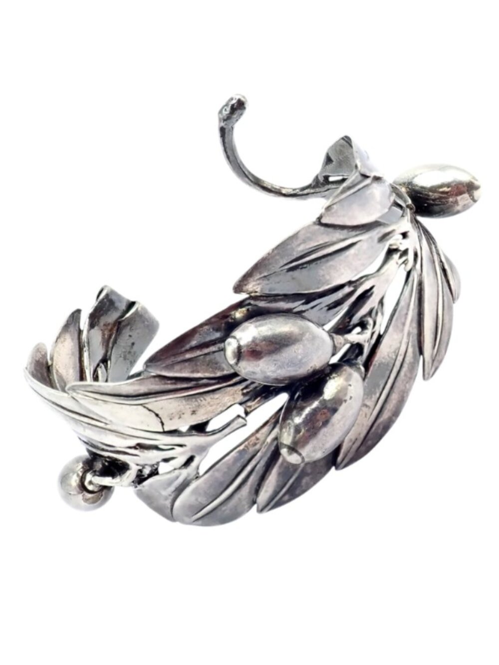 Rare! Vintage Mario Buccellati Silver Olive Leaf Branch Cuff Bracelet